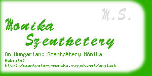 monika szentpetery business card