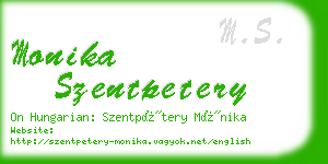 monika szentpetery business card